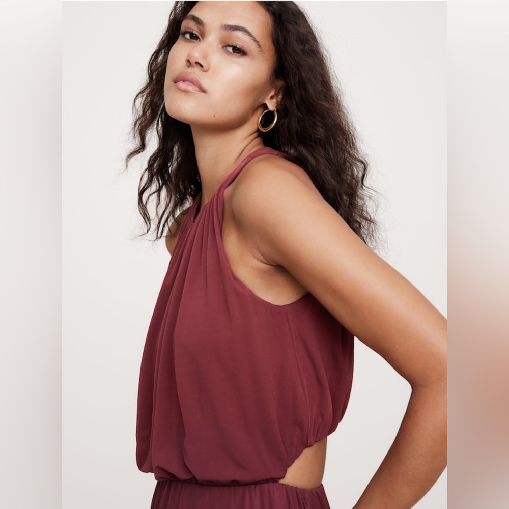 BANANA REPUBLIC CREPE KNIT CUT-OUT MAXI DRESS - Picture 3 of 6